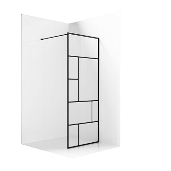 Душевая перегородка Ambassador Walk-in 15031214 110х200 стекло с рисунком профиль черный